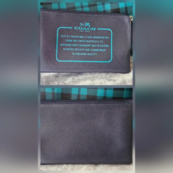 Coach Reversible City Tote In Riley Plaid/Blue With Pouch - Picture 4 of 10